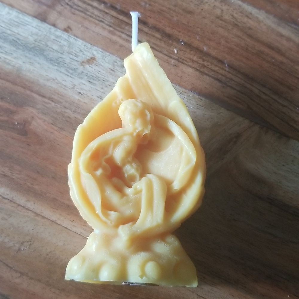 Mary, Joseph & Baby Jesus Candle Soy Wax Autumn Leaf Scent Custom Made